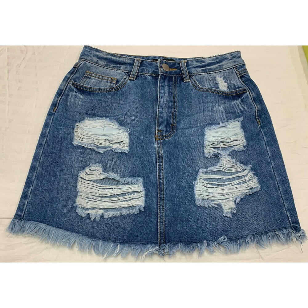 FOREVER 21 WOMENS JEANS DISTRESSED SKIRT SIZE S